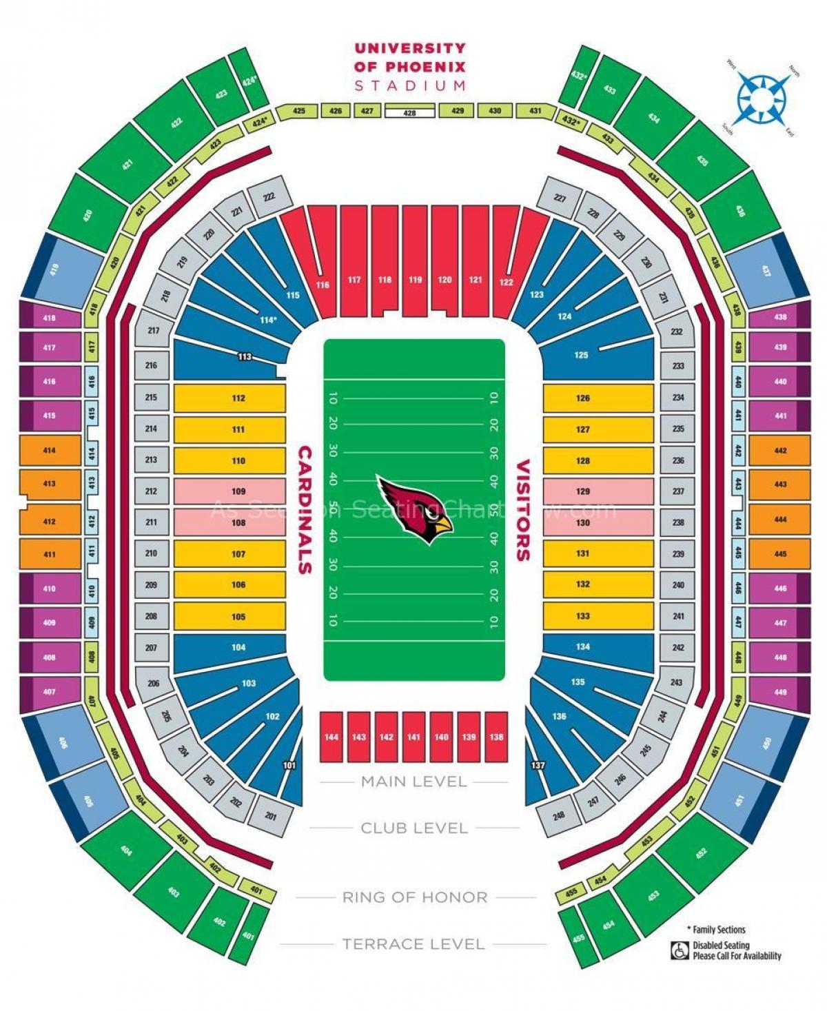 university of Phoenix stadium seating mappa