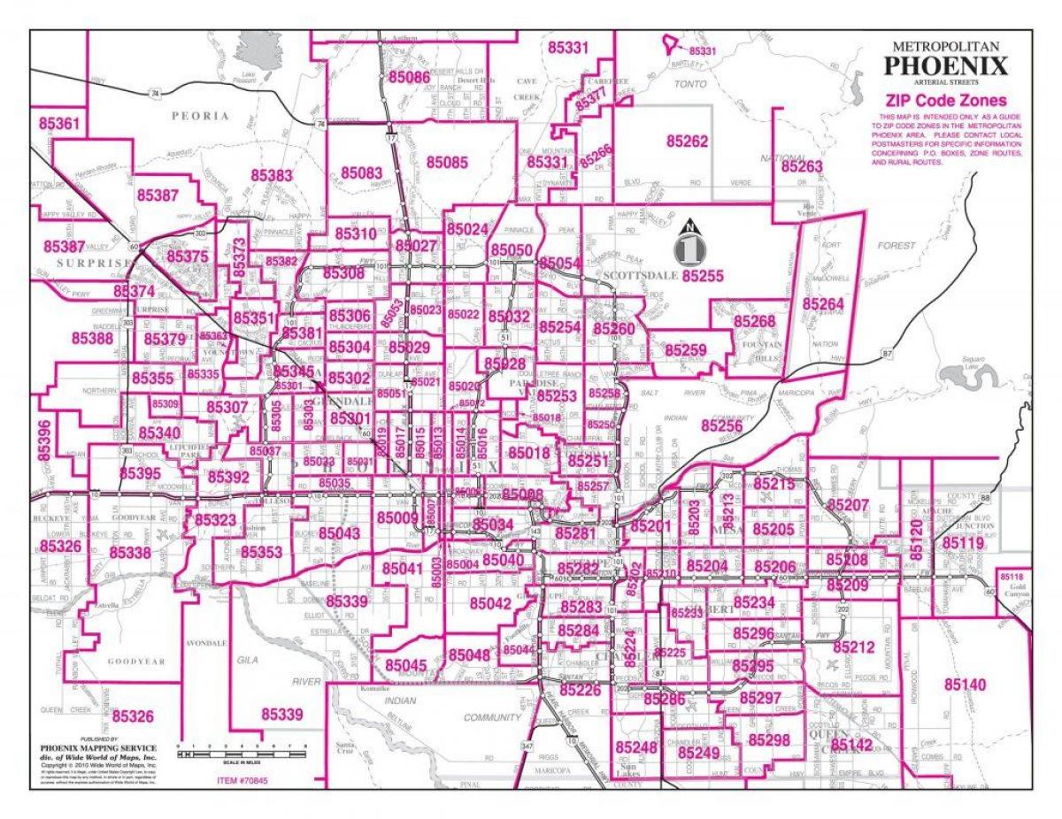 Phoenix mappa dei codici di avviamento postale