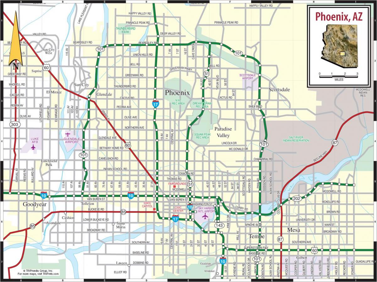 mappa di Phoenix az area