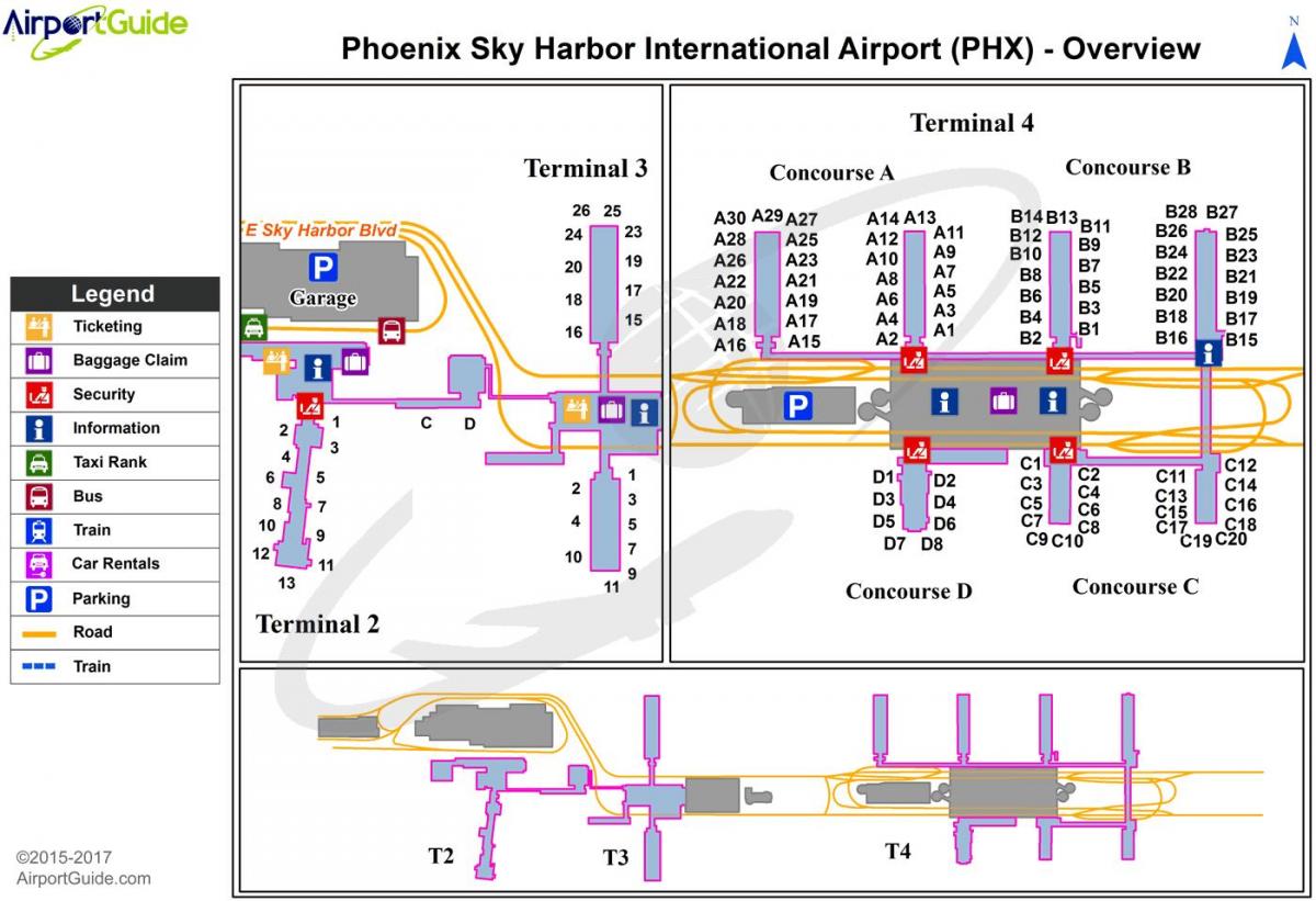 mappa di Phoenix sky harbor airport