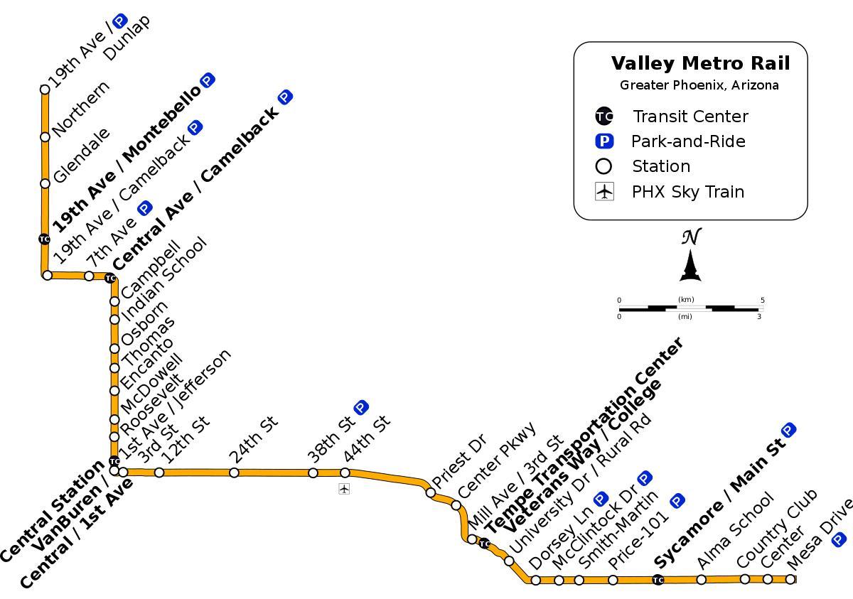 Valle della metropolitana, mappa di percorso