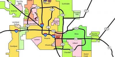 Phoenix area metropolitana mappa