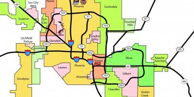 Phoenix area metropolitana mappa