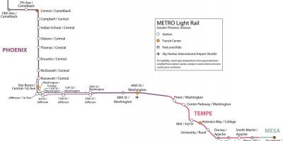 Light rail mappa di Phoenix